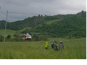 Photo of helicopter landing at Dhamma Atala.